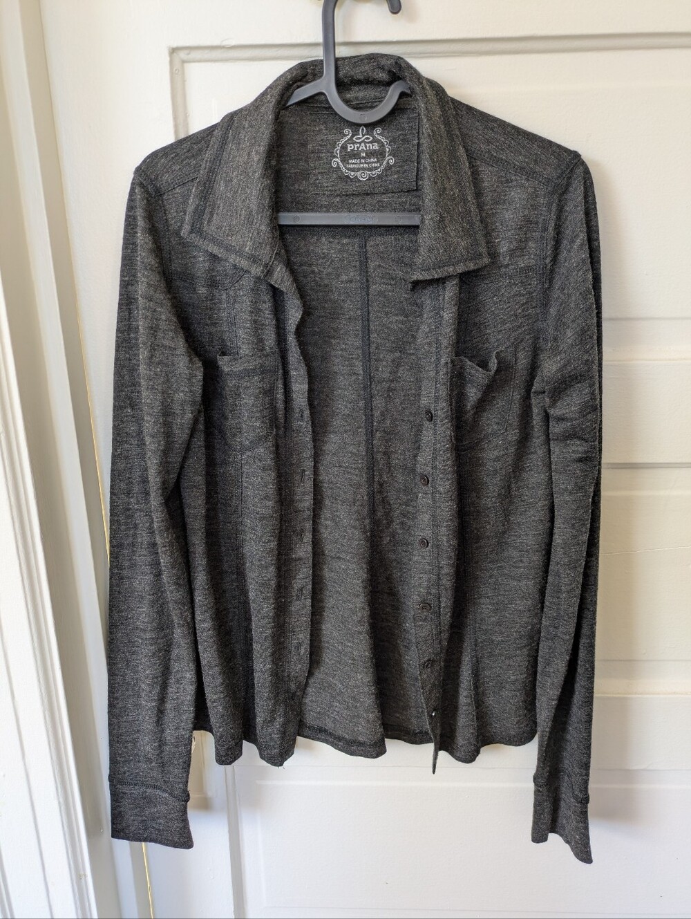 prAna Women's Charcoal Gray Button-Up Shirt